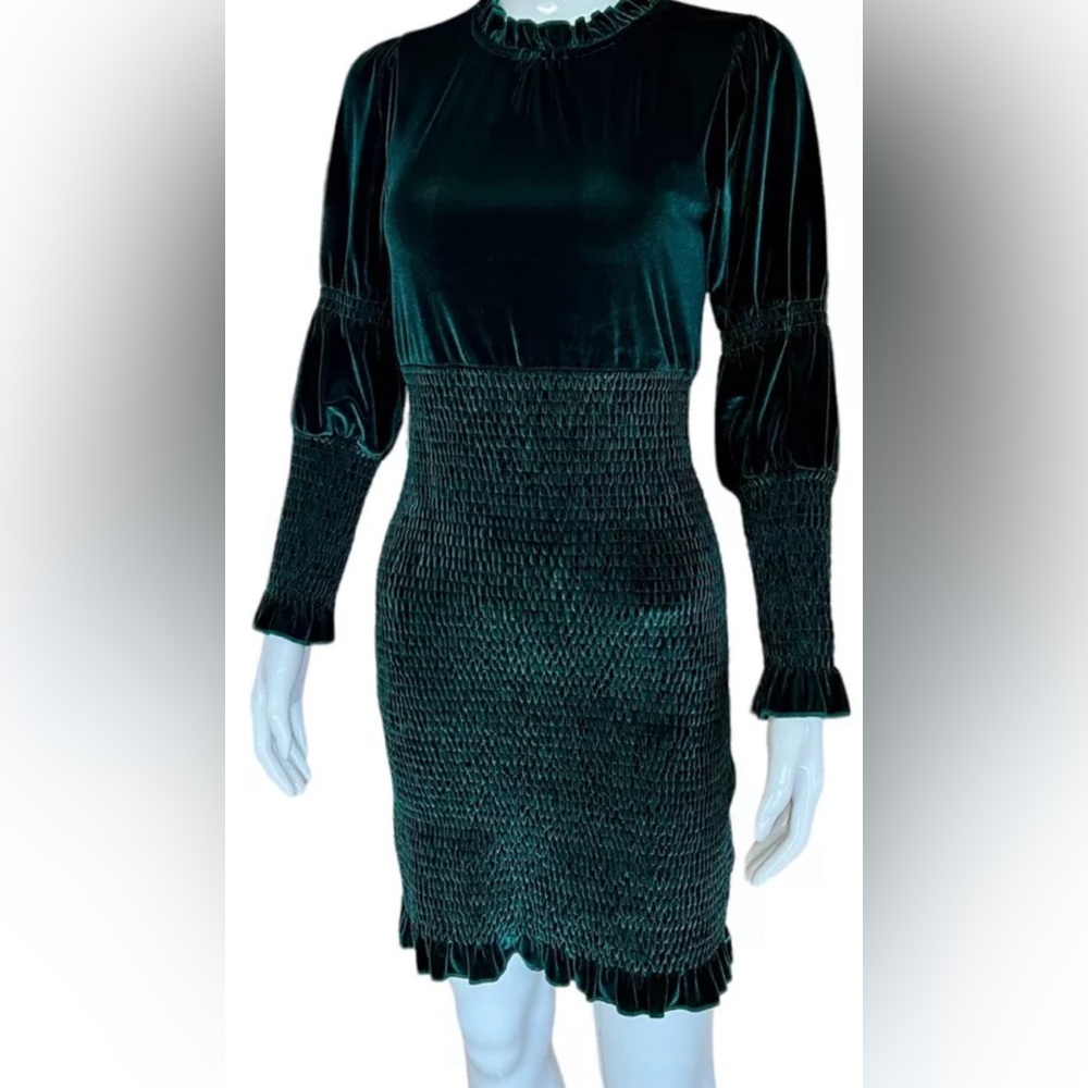 French Connection Sula Velvet Mini dress Dark Green Women Small